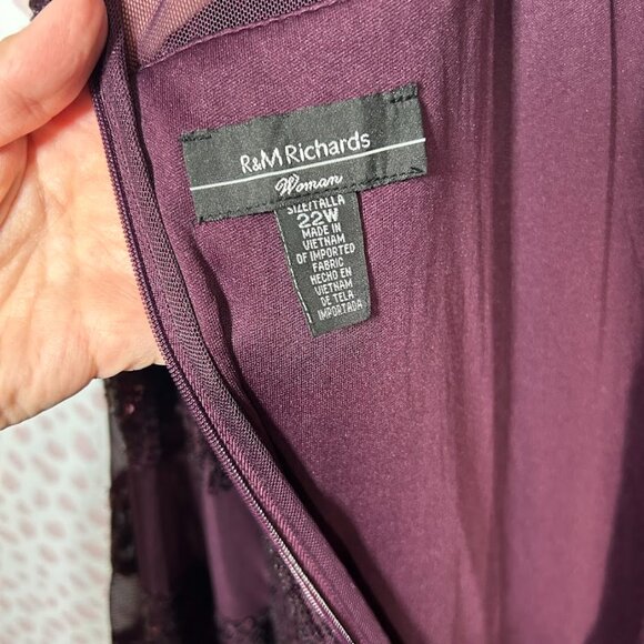 R&M Richard Short Plum Purple Sequin Mini Dress with Bell Batwing Sleeves 22W 22 - Picture 10 of 13